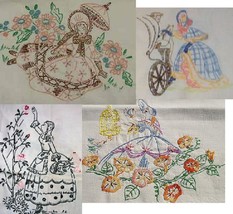 4 (four) Southern Belle / Crinoline Lady embroidery pattern SU125   - £3.99 GBP