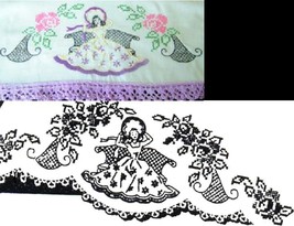 Southern Belle - Crinoline Lady pillowcase crochet & embroidery pattern LW209   - $5.00