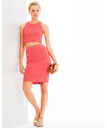 NWT Jonathan Simkhai Coral Pink Hex Fence Textured Stretch Pencil Skirt M - €120,20 EUR