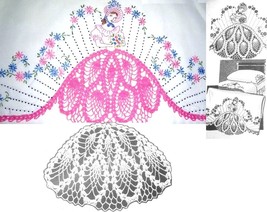 An item in the Crafts category: Southern Belle -Crinoline Lady pillowcase crochet & embroidery pattern AW3129 