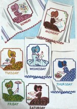 Bonnet / Sunbonnet Girls DOW  days of week TOWELS embroidery pattern Mc2... - $5.00