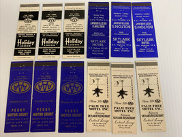 12 Vintage Front Strike Matchbook Covers Palm Tree Hotel Inc All Perry Fl Gmg - £27.37 GBP