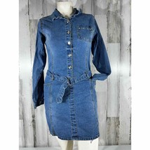 Skechers Denim Dress Girls Size 16 Belted Rhinestones Embroidered Vintage - £21.88 GBP