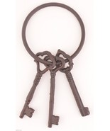 Decorative Cast Iron Jailers Key Ring 3 Skeleton Keys Home Decor Costume... - £5.50 GBP