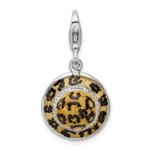 Amore La Vita Silver  Polished 3-D CZ Enameled Leopard Hat Charm with Fa... - $598.79 MXN