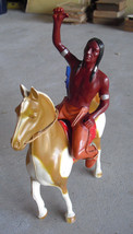 Vintage 1950s Wells Lamont Corp Plastic Indian on Red Ryder Horse Figurine - £59.21 GBP
