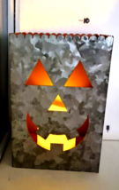 Light Up Halloween Galvanized Metal Lantern Light Up Battery Candle Inside - $285.10 MXN