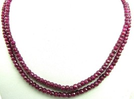 Sparkling 267Ct Natural Ruby Faceted Beads 2 strand Necklace Mothers day - £117.43 GBP