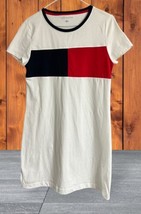 Tommy Hilfiger Womens T-Shirt Dress Size M White Logo Short Sleeve Crew Neck - £18.44 GBP