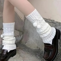 NEW White Cable Knit Pompom 15&quot; Leg Warmers - $10.77