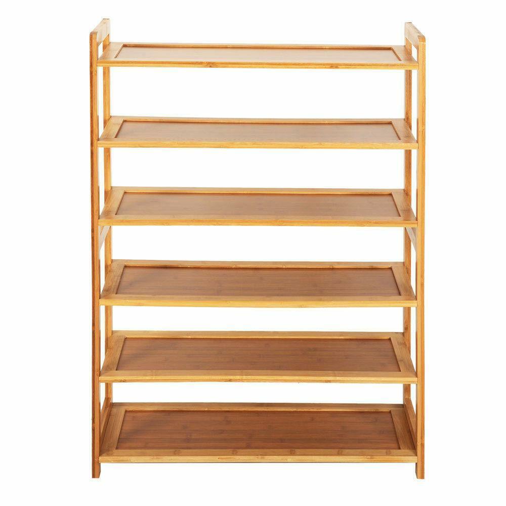 Primary image for 6 Layers Bamboo Shelf Tier 6 Wood Home Furniture Entryway Storage Rack Shoe Us