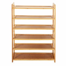 6 Layers Bamboo Shelf Tier 6 Wood Home Furniture Entryway Storage Rack S... - $75.99