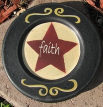   Wood Plate   32156H - Faith Star  - £4.32 GBP