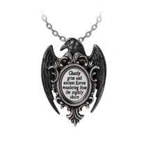 Alchemy Gothic P958 Quoth the Raven Necklace Pendant Poem Edgar Allan Po... - £54.23 GBP