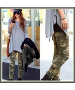 Casual Comfortable Wear Skin Tight Stretch Army Green Camo Print Pants L... - £34.87 GBP