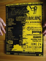 Ozzy Osbourne Noir Sabbath Ozzfest 97 Concert Affiche - $246.21 CAD