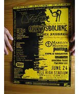 Ozzy Osbourne Noir Sabbath Ozzfest 97 Concert Affiche - $180.43