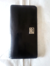 Vintage Ralph Lauren Black Leather Wallet Credit Card Clutch Silver Logo - $24.99