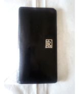 Vintage Ralph Lauren Black Leather Wallet Credit Card Clutch Silver Logo - £19.97 GBP