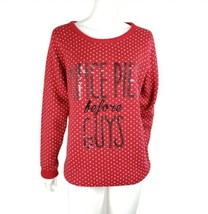 Mince Pies Before Guys Foodie Embellished Holiday Sweater Red Black Sz M - £29.71 GBP