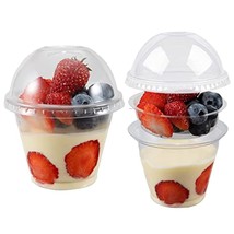 50 Sets 12 Oz Clear Plastic Cups With Insert &amp; Dome Lids(No Hole) - Disposable P - £27.06 GBP