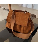 Autumn Winter Suede Leather Shoulder Bag Female  Crossbody Bag Retro Crossbody B - £37.37 GBP