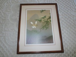 Wood Framed Kaisha Tsual&#39;s Swan In Flight Lithograph PAINTING--23.75&quot; X 29.75&quot; - £20.04 GBP