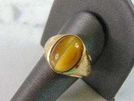 Mens Vintage Estate 14K Yellow Gold Tigers Eye Ring 10.3g E2010 - £1,294.94 GBP