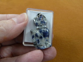 (ann-cat-6) blue gray Sodalite Cat gemstone carving PENDANT necklace Fetish cats - £9.64 GBP