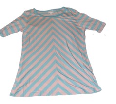 Lularoe Women’s Top Size XL Gigi T-Shirt Round Neck Chevron Pink and Blu... - $11.75