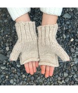 Alpaca Gloves - Girls&#39; Beige Fingerless Armwarmers, Fair Trade, Made in ... - $29.69