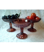 Vintage Jeannette Glass Footed Antique Compote Pedestal Fruit Bowl Brown... - $39.49 CAD