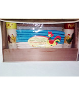 Wood Spice Rack w Salt Pepper Shaker 2 Dish Towels Starco Rooster Hen Sh... - $51.74 CAD