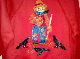 Hand Painted Child New Glittery Sweat Shirt Sparkly Scarecrow Farmer Child Sz 6 - £23.18 GBP