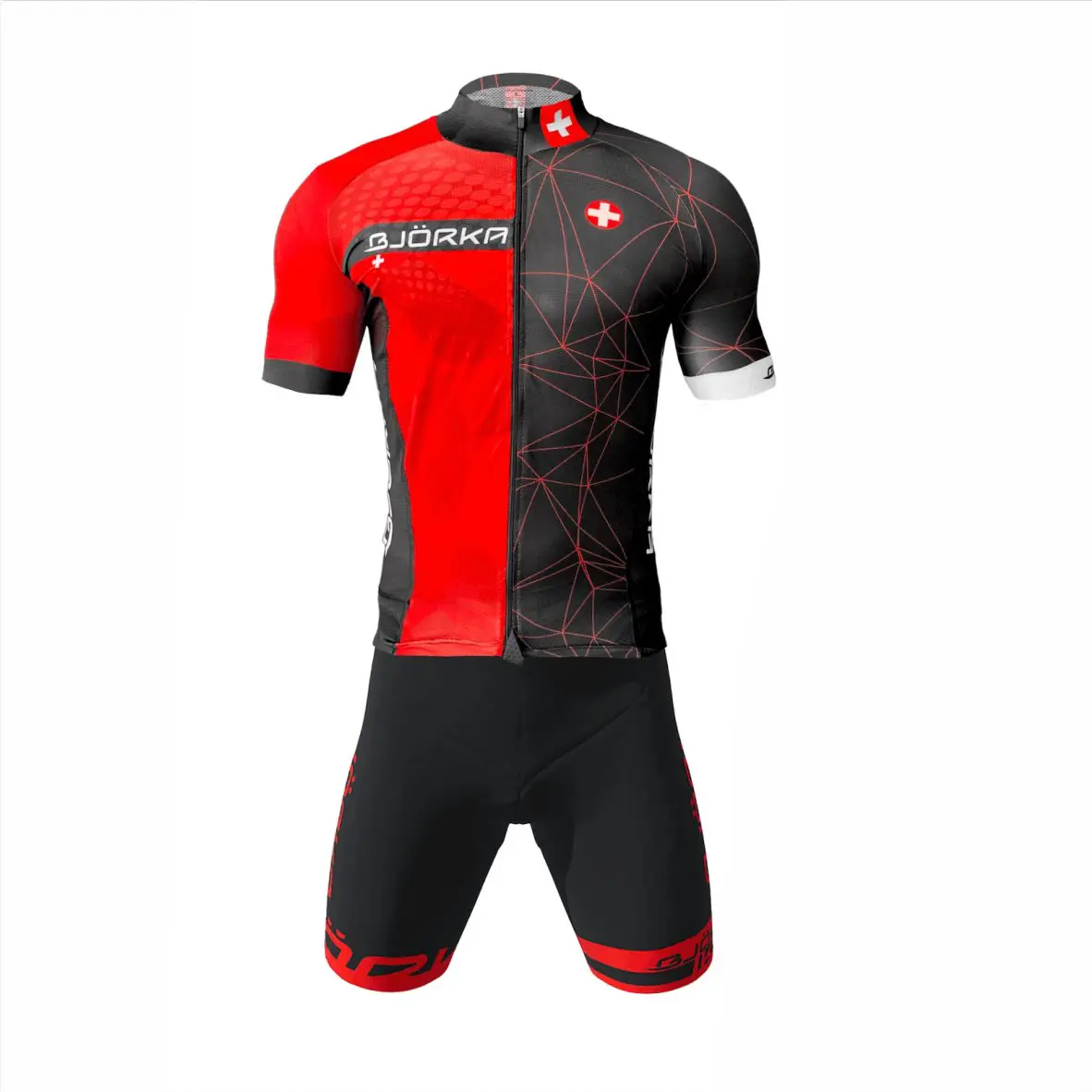 Sporting Pack Maillot Cuissard Swiss Bjorka Men Cycling  MTB Bike Shirt Downhill - £46.36 GBP