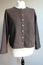LL Bean S Brown Fleece Button Front Cardigan Top Jacket Sweater - £15.79 GBP