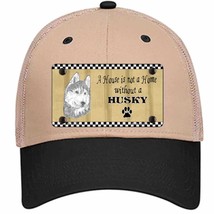 Pencil Sketch Husky Novelty Khaki Mesh License Plate Hat - $28.99