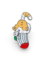 NEW Christmas Kitty Cat Stocking Cute Punk Brooch Retro Enamel Pin Holiday - £3.88 GBP