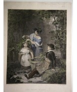 WITHERINGTON / BOURNE c1880 Charming Engraving Crown Hops Hand Colored W... - £41.28 GBP