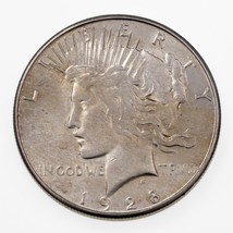 1928-S $1 Silver Peace Dollar in AU+ Condition, Excellent Eye Appeal, Luster - £194.63 GBP