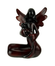 Scratch &amp; Dent Brown Resin Polished Wood Look Angel of Protection and Baby - £16.31 GBP