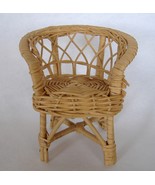 Wicker Rattan Arm Chair Miniature Fan Back Doll House Furniture Tan Deco... - £10.22 GBP