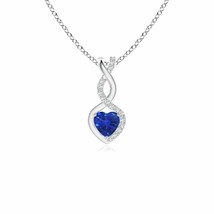 Authenticity Guarantee 
4mm Sapphire Infinity Heart Pendant with Diamonds in ... - £542.13 GBP