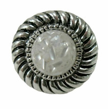 Adjustable Cocktail Ring Silver Tone with White Round Cabochon  Estate F... - £6.26 GBP