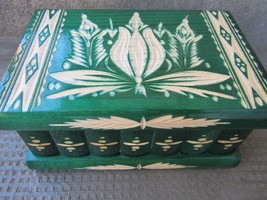 Vintage Hungarian Wooden Puzzle Box Locking Treasure Chest Secret Compartment - £35.39 GBP