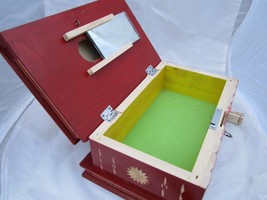 Magic Wooden Box with Extra Secure Secret Drawer Puzzles Toy Cherry Red Key Lock - £46.64 GBP