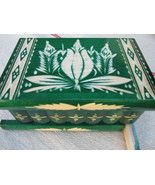 Jewellery Puzzle Box Wedding Favour Green Wooden Chest Trinket Case Lock... - $55.31