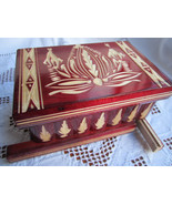 Red Wood Magic Secret Puzzle Box Brain Teaser Standard Size Handmade Cla... - £38.02 GBP