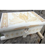 Wooden Makeup Puzzle Jewelry Box with Secret Compartment Mirror Lock and... - £65.76 GBP