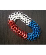 Red White and Blue Euro 4 in 1 toggle-less maille bracelet - $14.00